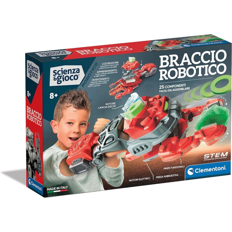 Clementoni - 19360 - Scienza Robotics Robot Meccanico, Armatura da Braccio per Bambini, Robotica, Gioco Scientifico 8 Anni