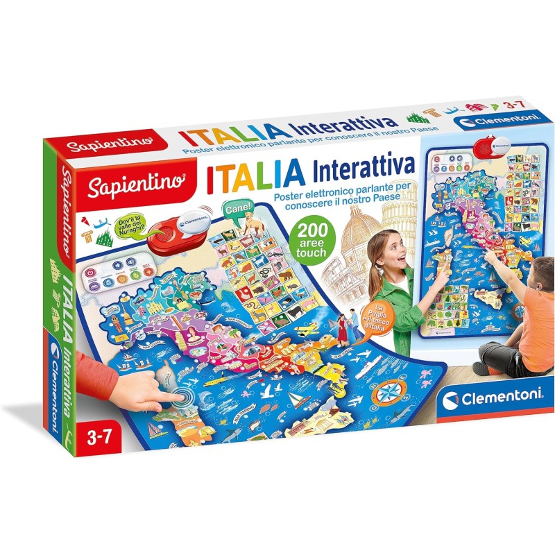 Clementoni - 16445 - Sapientino - La mappa Interattiva dell  Italia - Poster Elettronico Interattivo, Cartina Italia Politica, G