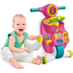 Clementoni - 17851 - Valentina Scooterina Primi Passi 2 in 1 - Gioco Spingibile, per Imparare A Camminare, Centro attività Elett