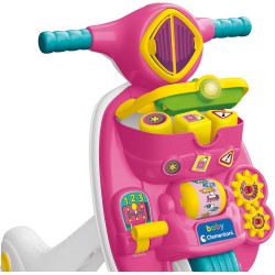Clementoni - 17851 - Valentina Scooterina Primi Passi 2 in 1 - Gioco Spingibile, per Imparare A Camminare, Centro attività Elett