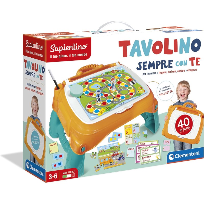 Clementoni - 13346 - Sapientino - Tavolino Sempre con Te, Banchetto per Imparare a Scrivere, Leggere e Disegnare per Bambini 3+ 