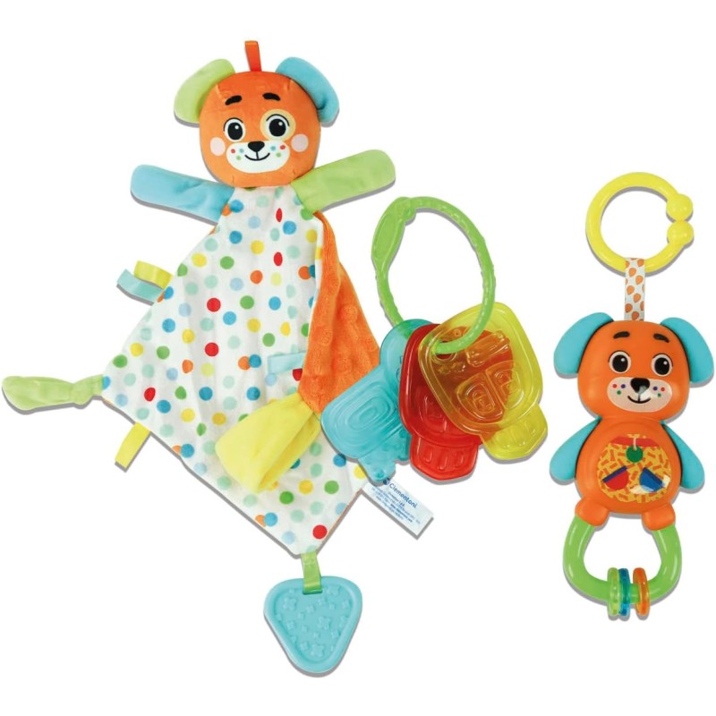 Clementoni - 17804 - Baby Gift Set-Puppy-Sonaglino, Chiavi e Copertina Dou,  Regalo per Nascita, Gioco Neonato