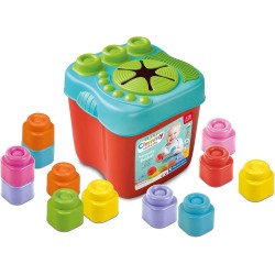 Clementoni - 17807 - Soft Clemmy-Touch, Build And Play Sensory Bucket-Secchiello con Mattoncini Morbidi, Set Costruzioni Prima I