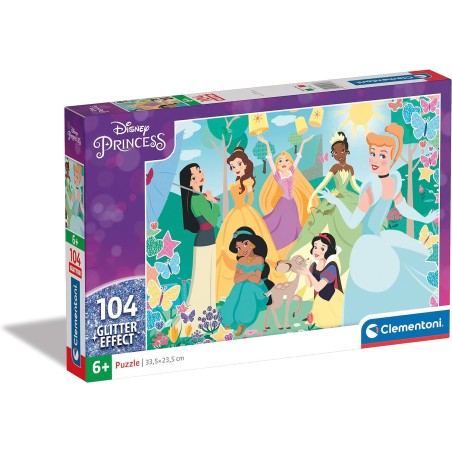 Clementoni - 20346 - Disney Princess Glitter 104 pezzi - Cartoni ...
