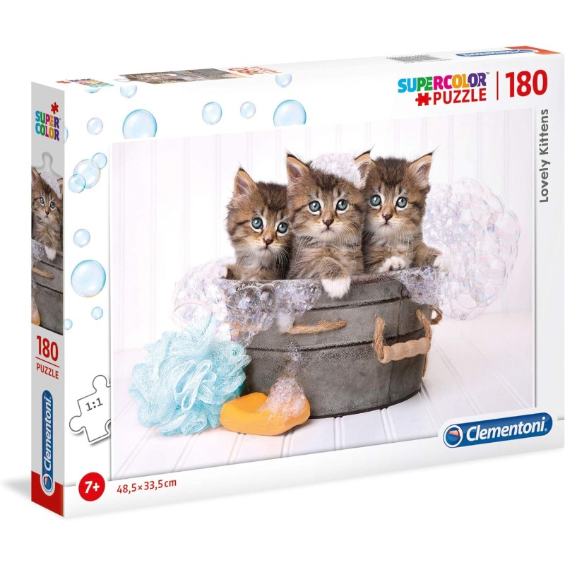 Clementoni - 29109 - Supercolor Lovely Kittens - 180 pezzi- Puzzle bambini 7 anni+