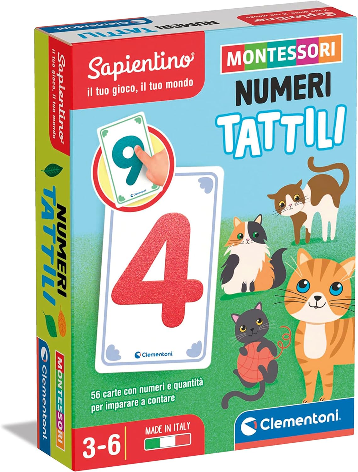 Clementoni - 16436 - Sapientino Carte - Numeri Tattili - Gioco Educativo 3  Anni, Flashcards Montessori