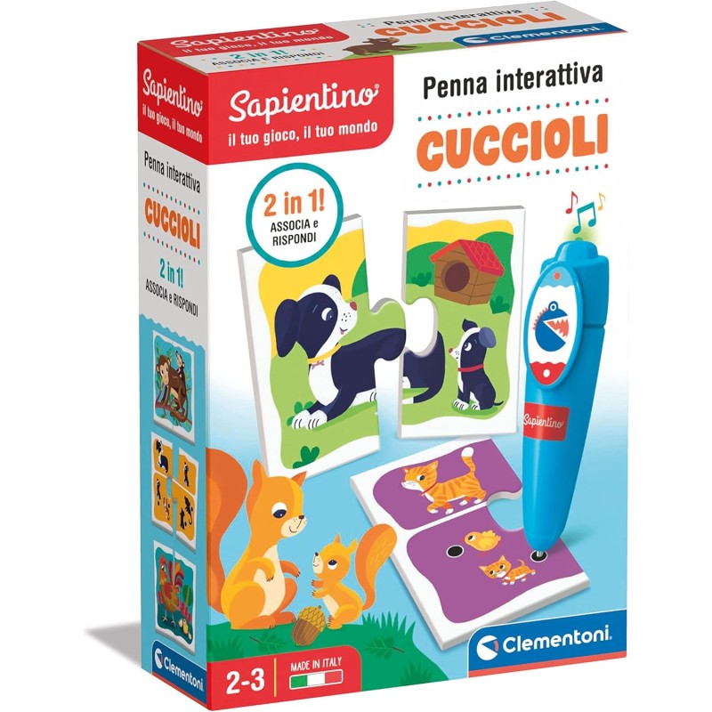 Clementoni - 16380 - Sapientino interattiva Cuccioli - Gioco educativo elettronico Penna parlante per Imparare