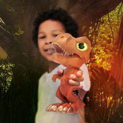 WOW! STUFF Jurassic World Trigger Chomper - T-Rex | Giocattolo di dinosauro ruggente e luminoso | Prodotto ufficiale Dominion