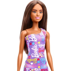 Mattel - Barbie - Barbie 30 cm Castana con Vestito Viola - HGM57