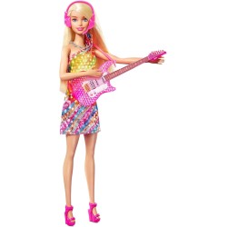 Mattel - Barbie - Grande Città, Grandi Sogni, Barbie Malibu Bionda Alta 29,21 cm Canta con Microfono e Chitarra, Luci e Suoni e 