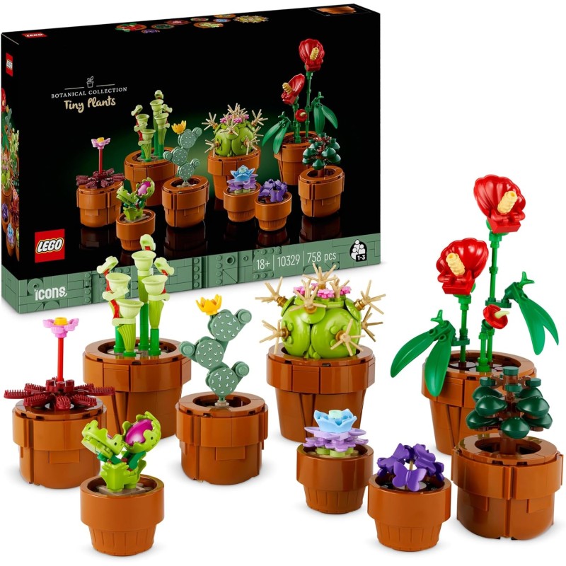 LEGO 10329 - Icons Piantine, Set Collezione Botanica con Fiori Artificiali in Vaso Color Terracotta da Costruire
