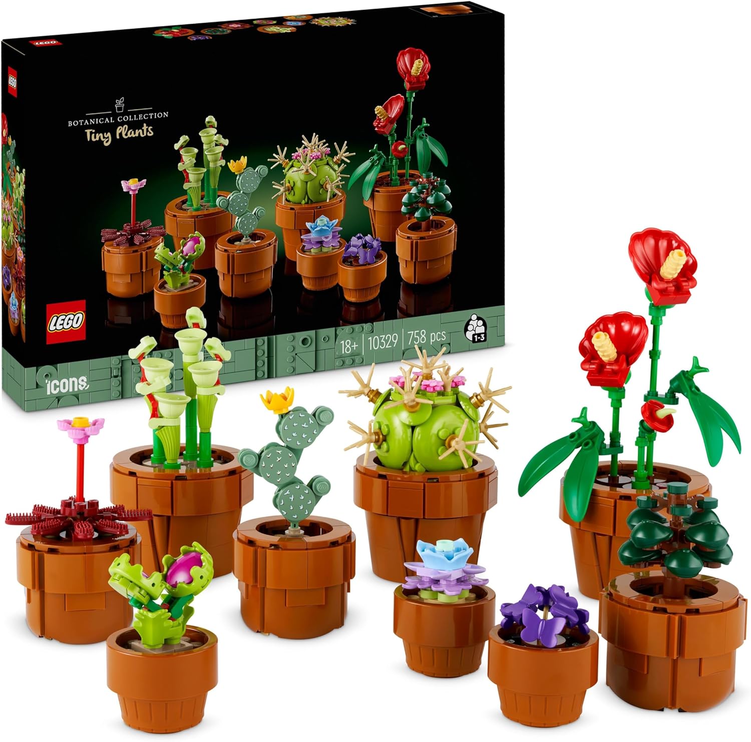 LEGO 10329 - Icons Piantine, Set Collezione Botanica con Fiori Artificiali  in Vaso Color Terracotta da Costruire