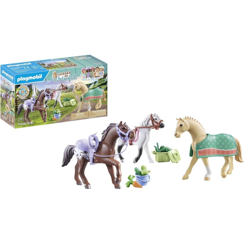 Playmobil Set 3 Cavalli con Selle, emozionanti Avventure a Cavallo 71356