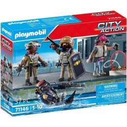 Playmobil Set 4 personaggi, include un sommozzatore, un coordinatore, un ufficiale e un cattivo 71146