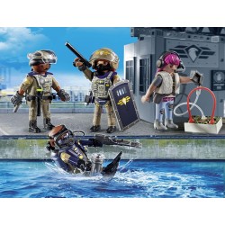 Playmobil Set 4 personaggi, include un sommozzatore, un coordinatore, un ufficiale e un cattivo 71146