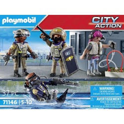 Playmobil Set 4 personaggi, include un sommozzatore, un coordinatore, un ufficiale e un cattivo 71146