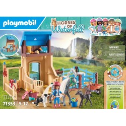 PLAYMOBIL Horses of Waterfall 71353 - Stalla con recinto, avventure nel pittoresco Waterfall Ranch con Amelia e Whisper