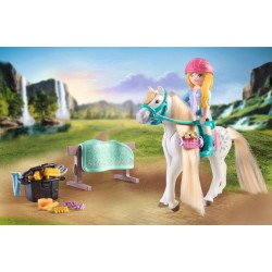 PLAYMOBIL Horses of Waterfall 71354 - Area di cura e lavaggio per cavalli, giri in lungo e in largo e selfie in comune
