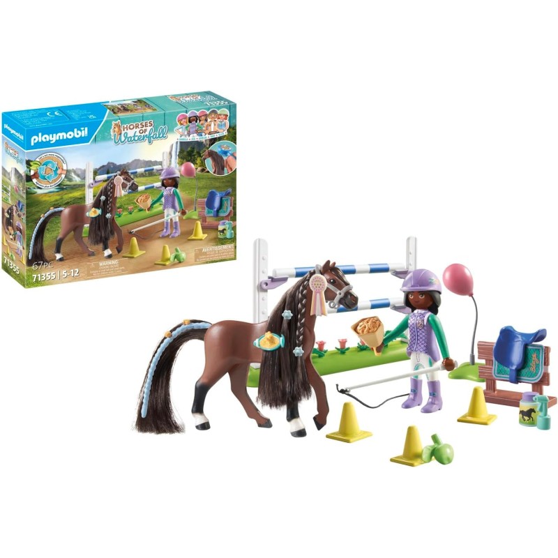 PLAYMOBIL Horses of Waterfall 71355 - Percorso a ostacoli per torneo, allenamento per il campionato con ricompense