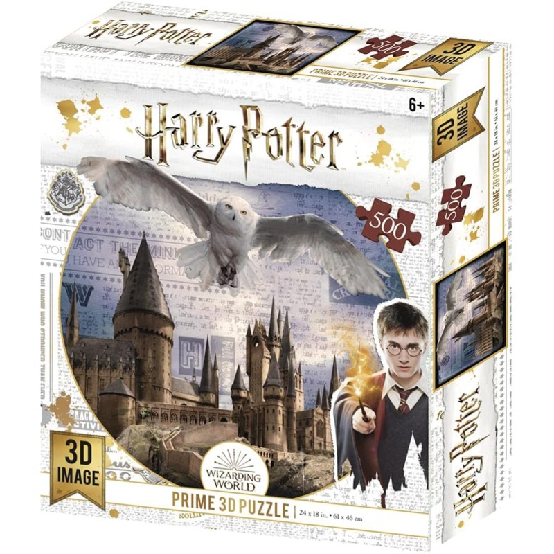 Prime 3D - Puzzle Harry Potter Hogwarts & Hedwig 500 pezzi, effetto 3D, 32513.P3D