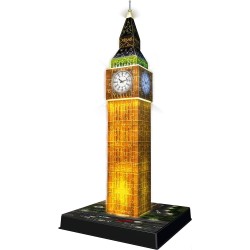 Ravensburger - 3D Puzzle Big Ben Night Edition con Luce, Londra, 216 Pezzi, 8+ Anni