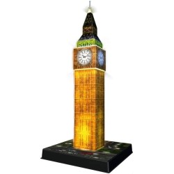 Ravensburger - 3D Puzzle Big Ben Night Edition con Luce, Londra, 216 Pezzi, 8+ Anni