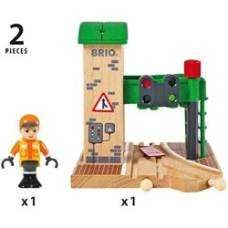 BRIO World - Doppio Semaforo con Operatore, BRIO Accessori, Età Raccomandata 3+
