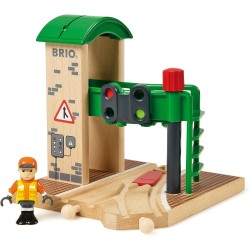 BRIO World - Doppio Semaforo con Operatore, BRIO Accessori, Età Raccomandata 3+