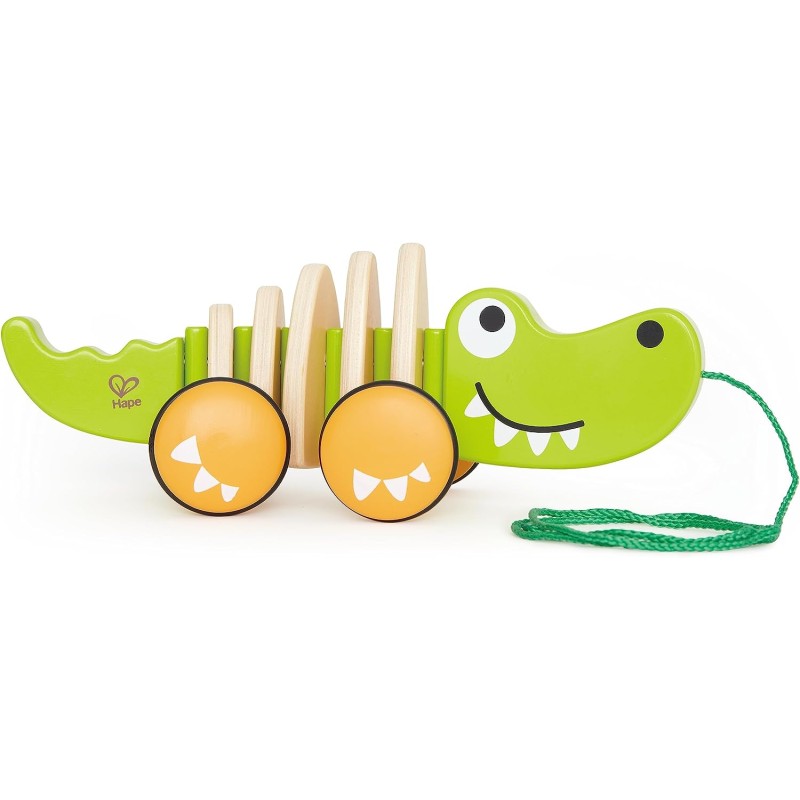 Hape Walk A Long Croc - Pull Along Wooden Crocodile Toy E0348