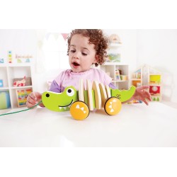 Hape Walk A Long Croc - Pull Along Wooden Crocodile Toy E0348