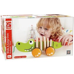Hape Walk A Long Croc - Pull Along Wooden Crocodile Toy E0348