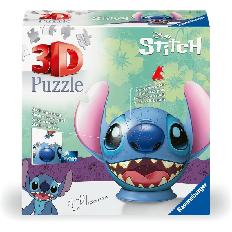 Ravensburger - 3D Puzzle Stitch con le Orecchie, 72 pezzi, 6+ anni