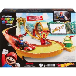 Hot Wheels - Super Mario Bros - Corsa nella Giungla di Kong, playset ispirato al film con macchinina die-cast di Mario inclusa, 