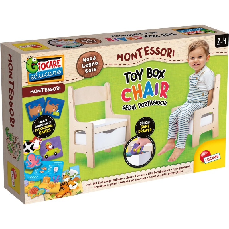 Lisciani - Montessori Wood Toy box chair sedia in legno 102310