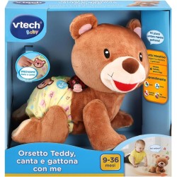 VTech Orsetto Teddy - Canta e Gattona con Me, Interattivo con 3 Canzoni, 2 Frasi Cantate e 10 Melodie, Lingua Italiana, VT181107