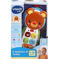 VTech Il Telefono di Teddy, Impara i Colori e i Numeri, Cellulare con Clip, 6-36 Mesi VT502707