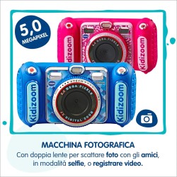 VTech Kidizoom Duo DX Blu, Macchina Fotografica per Bambini con +75 Filtri, Foto e Video VT52007
