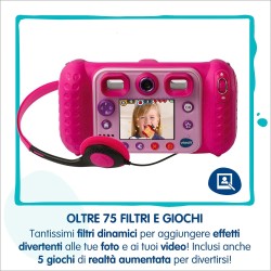 VTech Kidizoom Duo DX Blu, Macchina Fotografica per Bambini con +75 Filtri, Foto e Video VT52007
