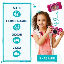 VTech Kidizoom Duo DX Rosa, Macchina Fotografica per Bambini con +75 Filtri VT520058