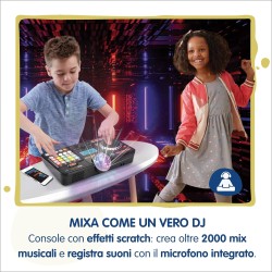 VTech Kidi DJ Mix, Console da DJ per Bambini, Effetti Luminosi da Concerto, Giradischi Bambini con Microfono, Bluetooth 547307