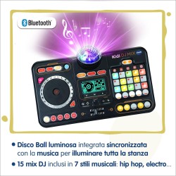 VTech Kidi DJ Mix, Console da DJ per Bambini, Effetti Luminosi da Concerto, Giradischi Bambini con Microfono, Bluetooth 547307