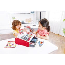 Hape Accessori per Gioco Negozi Cassa supermercato con luci, Suoni e calcolatrice Solare, Multicolore, Medium, E3184