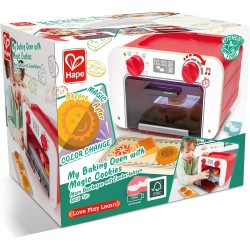 Hape - Forno biscotti magici | Giocattolo interattivo con suoni, luci e timer, biscotti cambia-colore e piastra E3183