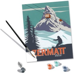 Ravensburger - CreArt Zermatt in Svizzera, Kit per Dipingere con i Numeri, Contiene Tavola Prestampata 24x30 cm, Pennello, Color