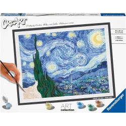 Ravensburger - CreArt ART COLLECTION Van Gogh: Notte stellata, Kit per Dipingere con i Numeri, Contiene Tavola Prestampata 30 x 
