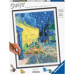 Ravensburger - CreArt ART COLLECTION Van Gogh: Terrazza del caffè di sera, Kit per Dipingere con i Numeri, Contiene Tavola Prest