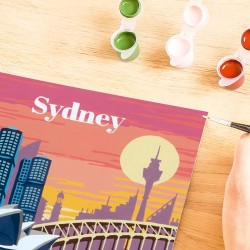 Ravensburger - CreArt City: Sydney, Kit per Dipingere con i Numeri, Contiene Tavola Prestampata 24x30 cm, Pennello, Colori e Acc
