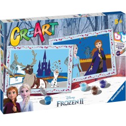 Ravensburger - CreArt Serie Junior, Frozen II, Kit dipingere con i Numeri, contiene 2 tavole prestampate, Pennello, Colori