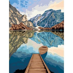 Ravensburger - CreArt Lago di montagna, Kit per Dipingere con i Numeri, Contiene Tavola Prestampata 30 x 40 cm, Pennello, Colori