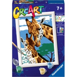 Ravensburger - CreArt Serie E: Giraffe, Kit per Dipingere con i Numeri, Contiene una Tavola Prestampata, Pennello, Colori e Acce